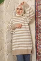 Tesettür giyim VİZON ÇİZGİLİ TRİKO TUNİK T 4608