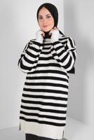Tesettür giyim SİYAH ÇİZGİLİ TRİKO TUNİK T 4608