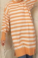 Tesettür giyim TURUNCU ÇİZGİLİ TRİKO TUNİK T 4608