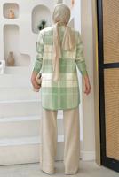 Tesettür giyim YEŞİL KARELİ TRİKO TUNİK T 4734