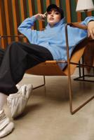 Tesettür giyim MAVİ KAPÜŞONLU ŞARDONLU SWEATSHIRT T 4797