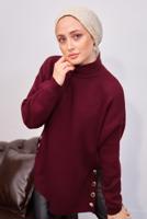 Tesettür giyim BORDO TRİKO TUNİK T 4808