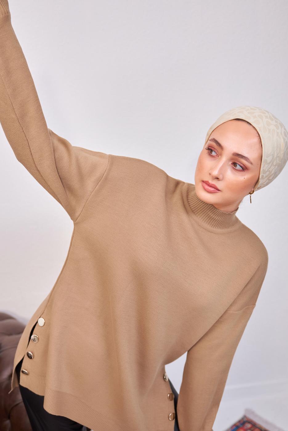 Hijab clothing BROWN KNITWEAR TUNIC T 4808