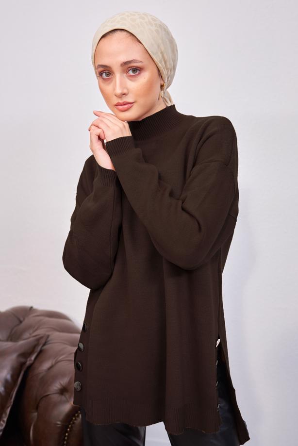 Vêtements hijab BRUN TUNIQUE EN TRICOT T 4808 - TRENDTESETTÜR