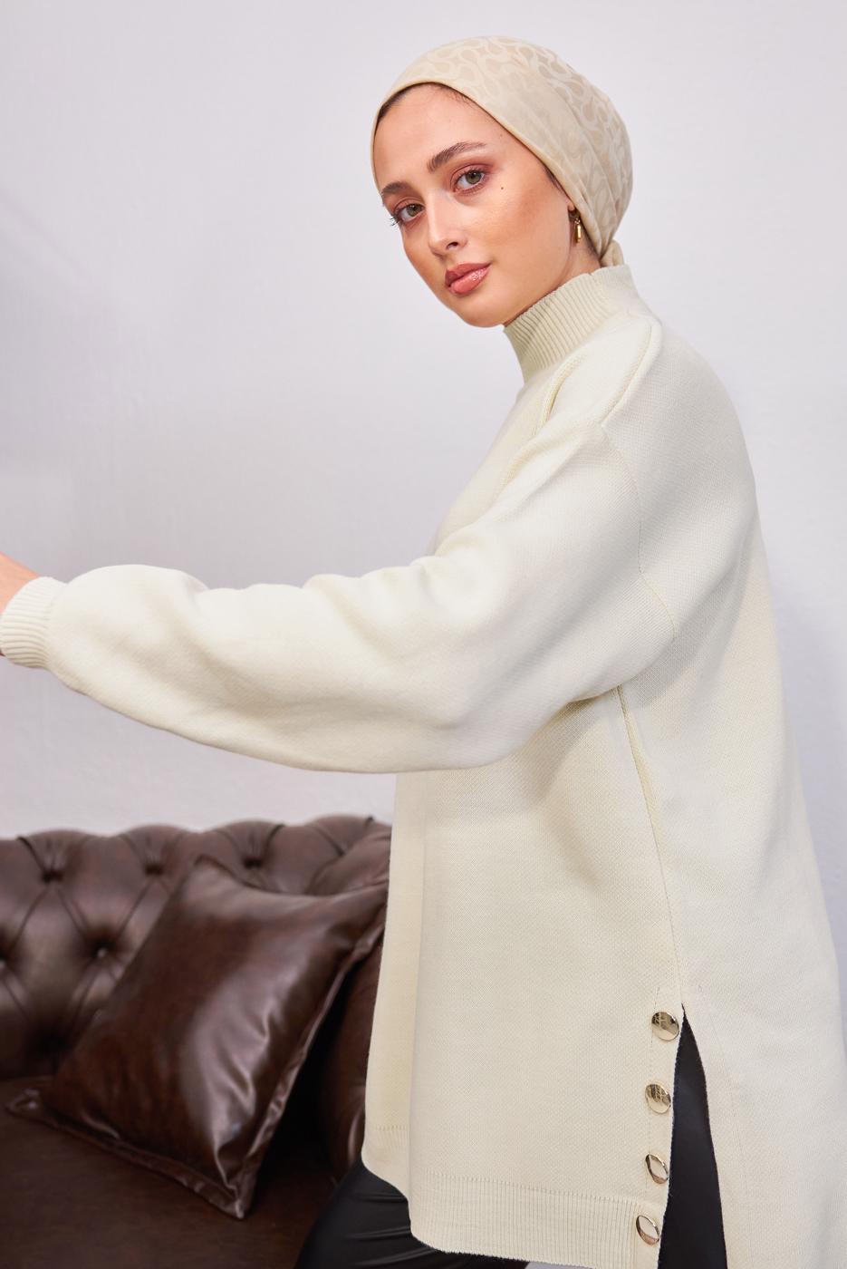 Tesettür giyim BEJ TRİKO TUNİK T 4808