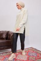 Tesettür giyim BEJ TRİKO TUNİK T 4808
