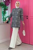 Tesettür giyim SİYAH CEPLİ GÖMLEK TUNİK T 5734