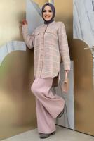 Tesettür giyim PUDRA CEPLİ GÖMLEK TUNİK T 5734