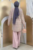 Tesettür giyim PUDRA CEPLİ GÖMLEK TUNİK T 5734