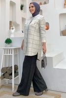 Tesettür giyim BEJ CEPLİ GÖMLEK TUNİK T 5734