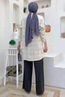 Tesettür giyim BEJ CEPLİ GÖMLEK TUNİK T 5734