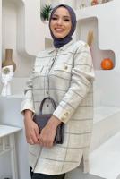 Tesettür giyim BEJ CEPLİ GÖMLEK TUNİK T 5734