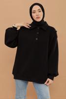 Tesettür giyim SİYAH ŞARDONLU BALON KOL TUNİK T 6023