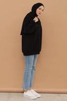 Tesettür giyim SİYAH ŞARDONLU BALON KOL TUNİK T 6023