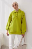 Tesettür giyim YEŞİL ŞARDONLU BALON KOL TUNİK T 6023