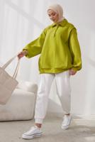 Tesettür giyim YEŞİL ŞARDONLU BALON KOL TUNİK T 6023