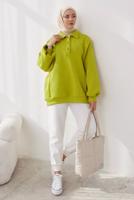 Tesettür giyim YEŞİL ŞARDONLU BALON KOL TUNİK T 6023