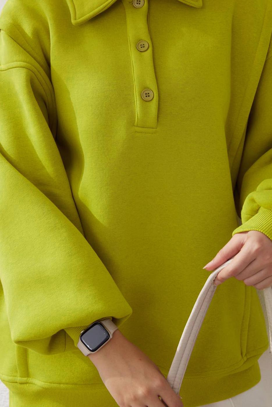 Tesettür giyim YEŞİL ŞARDONLU BALON KOL TUNİK T 6023