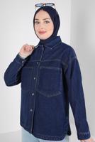 Tesettür giyim LACİVERT DENİM GÖMLEK T 6511