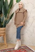 Tesettür giyim KAHVE FIRFIRLI TRİKO ÖRME TUNİK T 7108