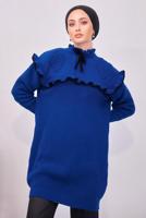 Tesettür giyim LACİVERT FIRFIRLI TRİKO ÖRME TUNİK T 7108