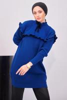 Tesettür giyim LACİVERT FIRFIRLI TRİKO ÖRME TUNİK T 7108