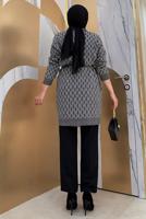 Vêtements hijab NOIR TUNIQUE EN TRICOT À MOTIFS T 7216