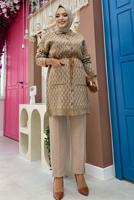 Tesettür giyim TABA DESENLİ TRİKO TUNİK T 7216