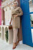 Tesettür giyim TABA DESENLİ TRİKO TUNİK T 7216