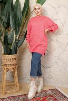 Tesettür giyim PEMBE MANŞETLERİ LASTİKLİ TRİKO TUNİK T 8208