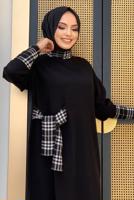 Tesettür giyim SİYAH DİK YAKA TRİKO TUNİK T 8334