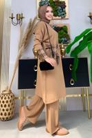 Tesettür giyim TABA DİK YAKA TRİKO TUNİK T 8334