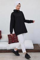 Tesettür giyim SİYAH FERMUAR YAKA SWEAT TUNİK T 92002