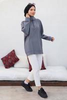 Tesettür giyim GRİ FERMUAR YAKA SWEAT TUNİK T 92002