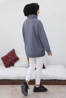 Tesettür giyim GRİ FERMUAR YAKA SWEAT TUNİK T 92002