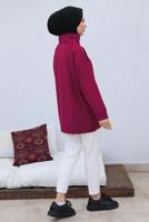 Tesettür giyim BORDO FERMUAR YAKA SWEAT TUNİK T 92002