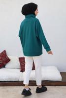 Tesettür giyim MAVİ FERMUAR YAKA SWEAT TUNİK T 92002