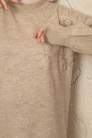 Tesettür giyim VİZON ÇİÇEK NAKIŞLI TRİKO TUNİK T 9208