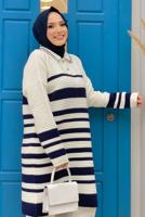 Tesettür giyim LACİVERT ÇİZGİLİ TRİKO TUNİK T 93222