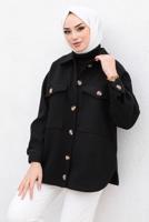 Tesettür giyim SİYAH KAŞE GÖMLEK T 9463