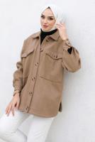 Tesettür giyim VİZON KAŞE GÖMLEK T 9463