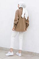 Tesettür giyim VİZON KAŞE GÖMLEK T 9463