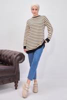 Tesettür giyim SİYAH ÇİZGİLİ TUNİK T 9543