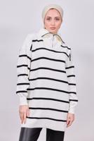 Hijab clothing BLACK STRIPED KNITWEAR TUNIC T 9808