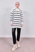 Hijab clothing BLACK STRIPED KNITWEAR TUNIC T 9808