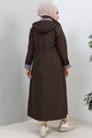 Tesettür giyim KAHVE KAPÜŞONLU TRENÇKOT T 0107
