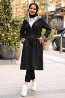 Vêtements hijab NOIR TRENCH À CAPUCHE T 0602-1