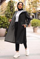 Vêtements hijab NOIR TRENCH À CAPUCHE T 0602-1