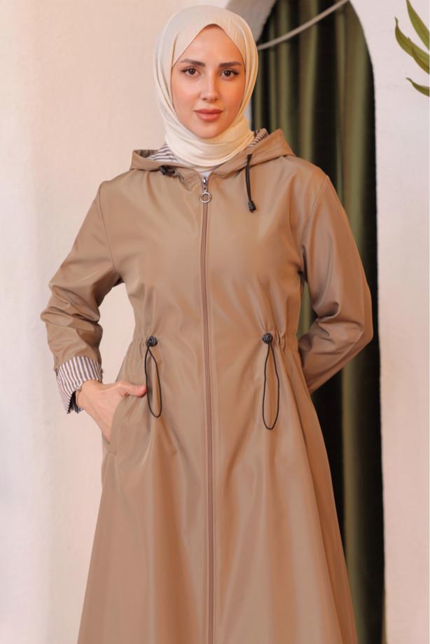 Vêtements hijab  HOODED TRENCH COAT T 0602-1 - TRENDTESETTÜR