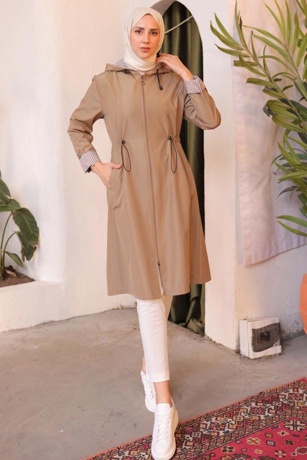 Vêtements hijab  HOODED TRENCH COAT T 0602-1 - TRENDTESETTÜR